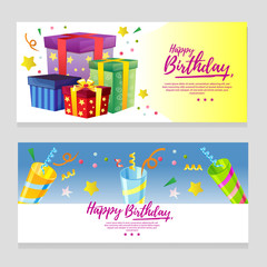 cute birthday theme banner with present box