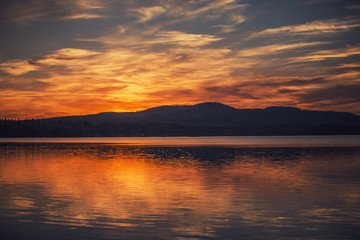 Sunset by the lake