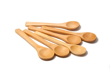 Wooden spoons isolated on the white
