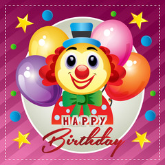 happy birthday card with happy clown