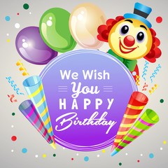 wish you happy birthday with happy clown