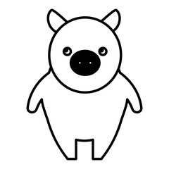 standing piggy cute farm animal vector illustration black and white