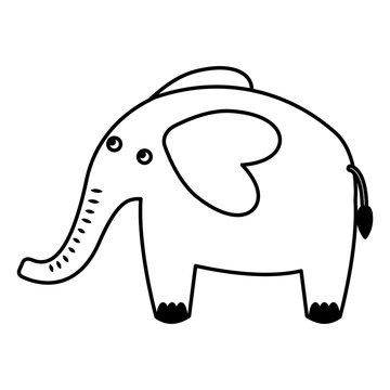 cute elephant african animal image vector illustration black and white