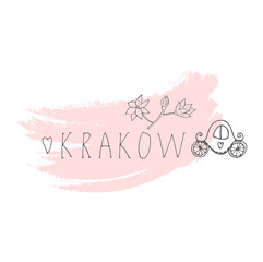 Krakow hand drawn cartoon illustration. Travel concept
