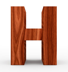 letter H 3d wooden isolated on white