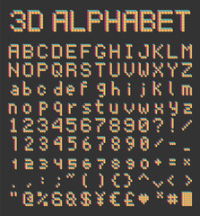 pixel font in retro style, square alphabet