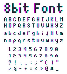 8bit font alphabet, retro style game type