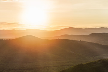 Summertime and sunrise above istrian landscape
