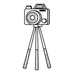 sketch of tripod with photographic camera over white background, vector illustration