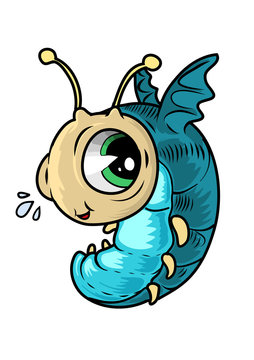 Funny flying bug character. Vector illustration