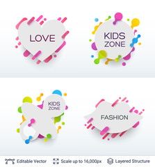 White badge stickers collection.