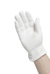 Hand wearing white glove