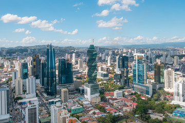 Modern skyline aerial of Panama City business district