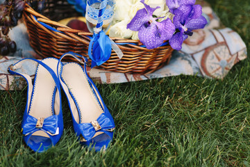bright blue female sandals