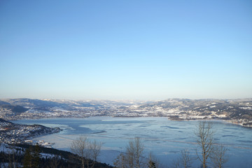 Drammen fjord in winter time.