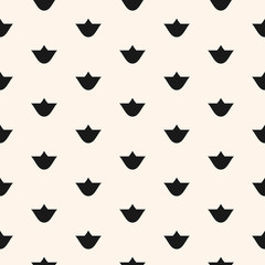 Vector seamless floral pattern with small lilies. Abstract black and white minimalist graphic texture. Elegant monochrome geometric background, repeat tiles. Design for decor, fabric, cloth, textile