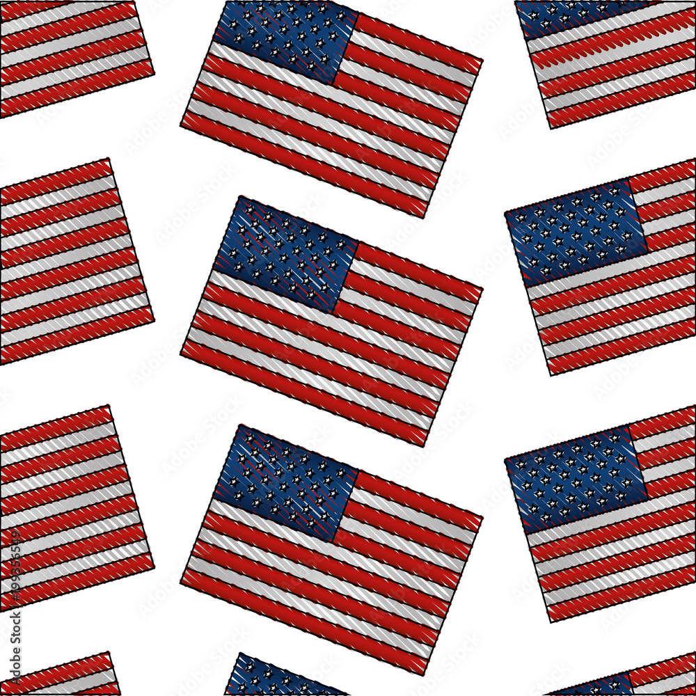 Wall mural united states of america flags background vector illustration drawing