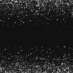 Amazing falling stars. Scattered border with amazing falling stars on black background. Mesmeric Vector illustration.