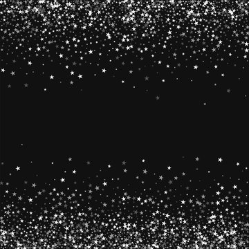 Amazing falling stars. Scattered border with amazing falling stars on black background. Mesmeric Vector illustration.