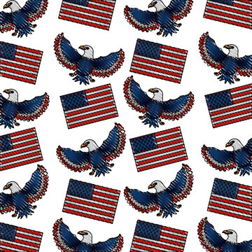 american flag and eagle bird background vector illustration drawing