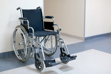 Empty modern wheelchair in hospital