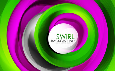 Spiral swirl flowing lines 3d vector abstract digital motion background design. Rotating concept