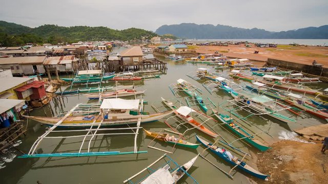 Coron bay with and pier. Sulu Sea. Palawan. Philippines. Busuanga island.