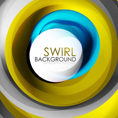 Spiral swirl flowing lines 3d vector abstract digital motion background design. Rotating concept