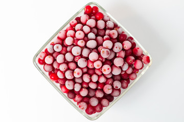 frozen cranberries on white background for your logo and cover