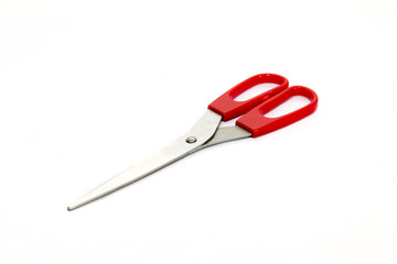 Large pair of kitchen scissors with red plastic handle