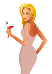 beautiful blonde woman, isolated on a white