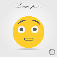 Cute Surprised Emoticon on White Background. Isolated Vector Illustration