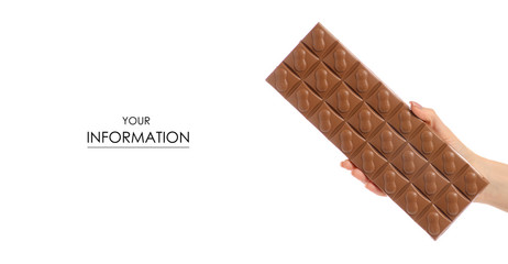 Chocolate with caramel and nuts in hand pattern