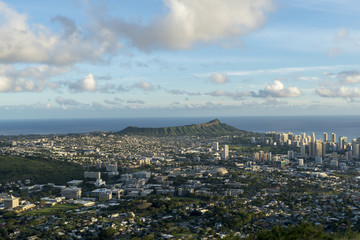 honolulu, tantalus, lookout, dusk, cityscape, ocean, hawaii, diamond head