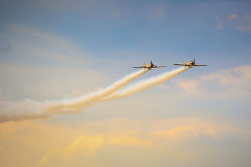 Aerobatics airplane performing a demonstration flight