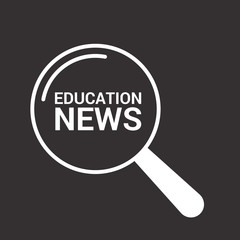 News Concept: Magnifying Optical Glass With Words Education News