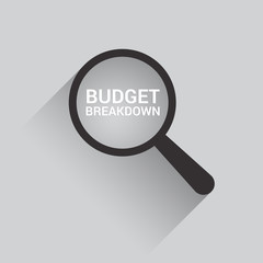 Finance Concept: Magnifying Optical Glass With Words Budget Breakdown