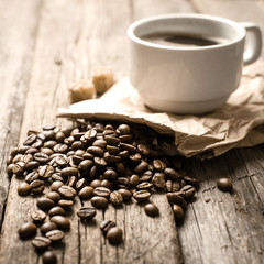 Coffee on a wooden table