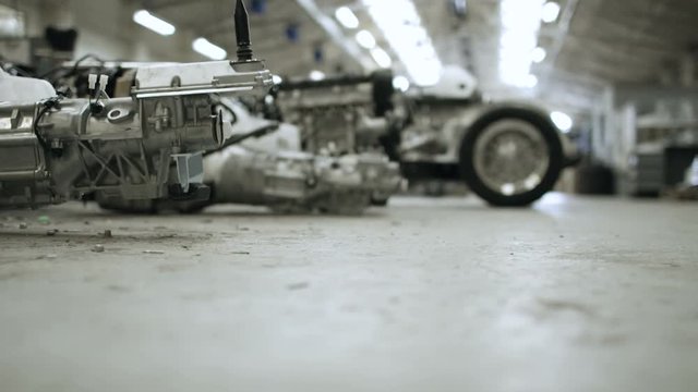 Sports car manufacturing quality control inspection room