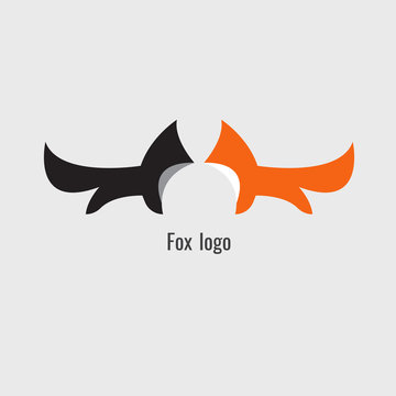 fox black and Orange logo, Symbol. Vector image. on white background