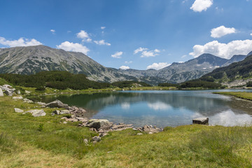 Fototapeta na wymiar Amazing Landscape with Muratovo Lake, Banderishki Chukar and Todorka Peaks, Pirin Mountain, Bulgaria