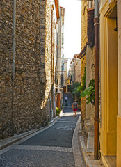 Fototapeta premium View of a back street in Antibes,a Mediterranean resort in the southeastern France, between Cannes and Nice.