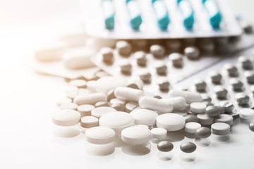 Pharmacy theme, medicine tablets.