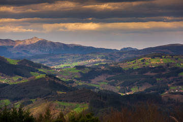 Typical Basque landscape seen from the mountain