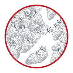 Fresh andsweet strawberries hand drawing in black and white colors vector illustration
