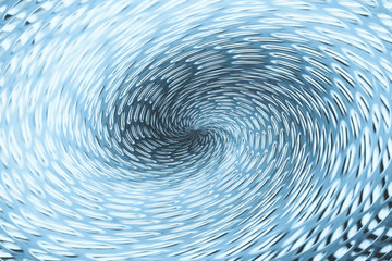 Blue wormhole in form of spiral absorbs space. Background image of asymmetric vortex tunnel in...