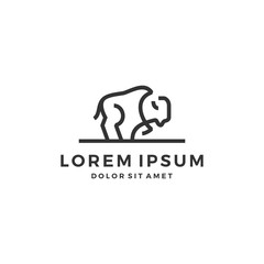 bison buffalo outline monoline line art logo vector © gaga vastard