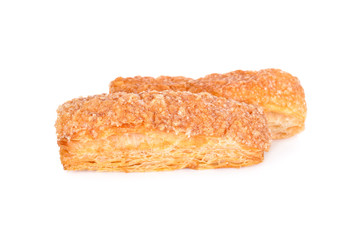 crispy pastry pie on white background