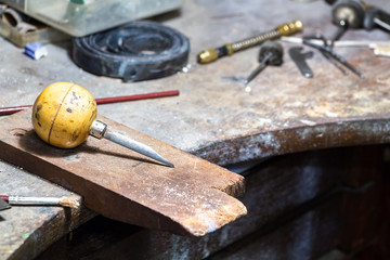 Close up of a stone jewerly graver.