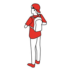 Isometric young man vector illustration graphic design